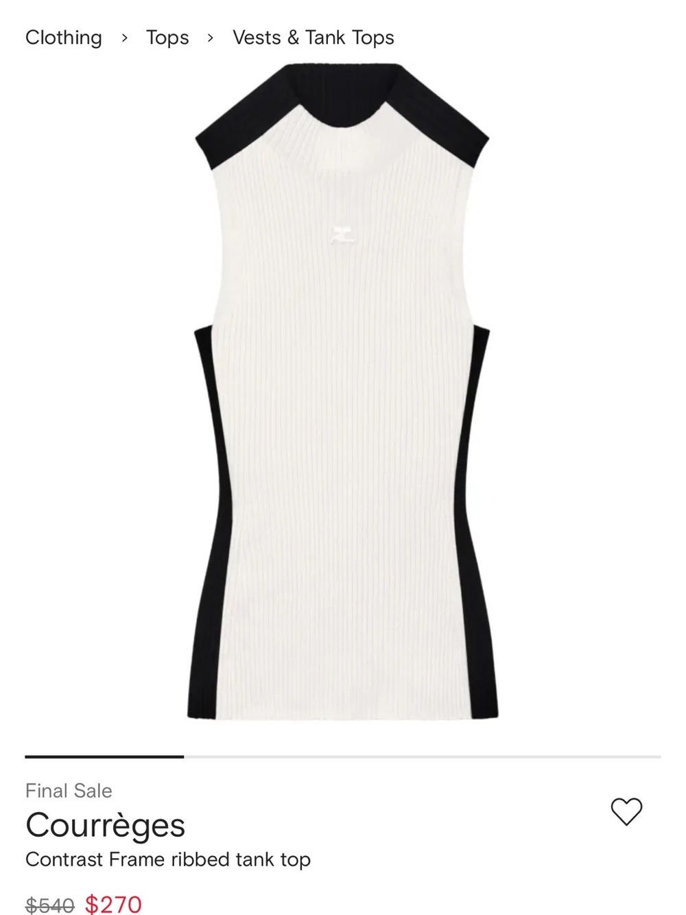 Courreges Cowl Neck sleeveless sweater - White & Black